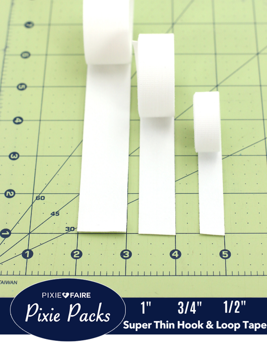 Pixie Packs 3/4" Wide Super Thin Hook and Loop Tape-Color:White 25 Yard BULK ROLL