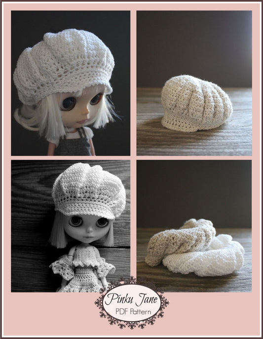Newsie Cap Crochet Pattern For 12" Blythe Dolls