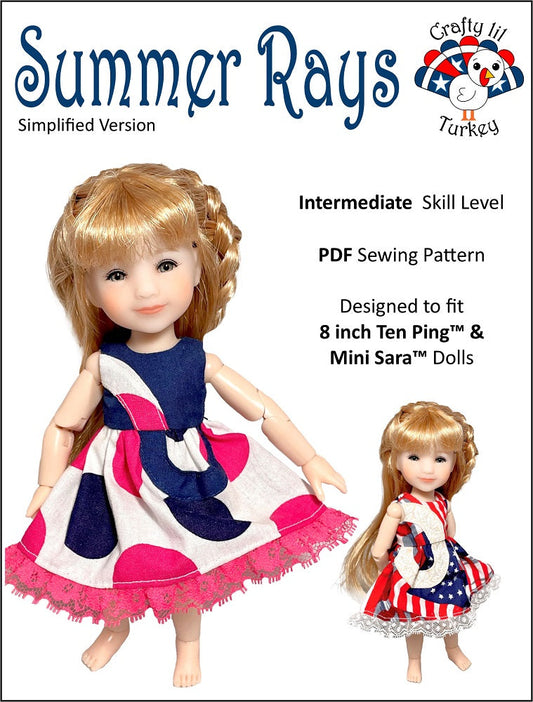 Summer Rays Dress Pattern For 8" BJD Dolls such as Ten Ping and Mini Sara