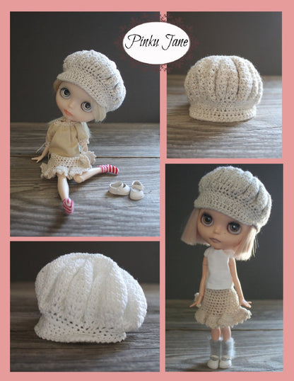 Newsie Cap Crochet Pattern For 12" Blythe Dolls