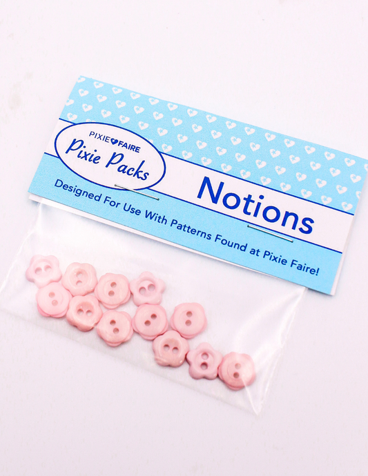 Pixie Packs Buttons - Pink Flower 1/2"