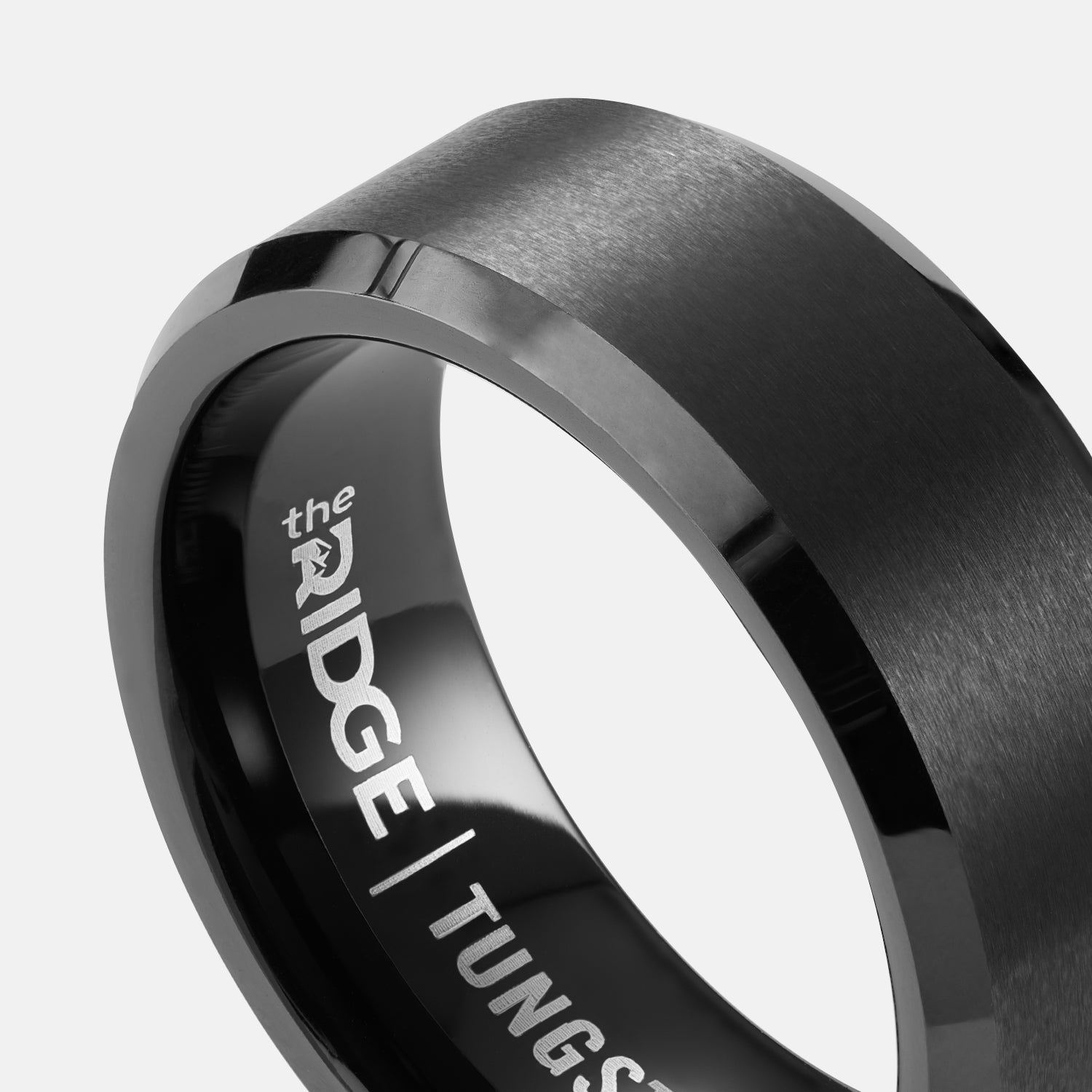 Ridge 8mm Beveled Ring Set - Gunmetal