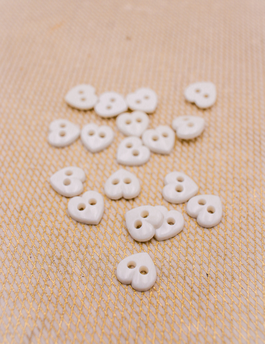 Pixie Packs Buttons - White Heart 3/8"