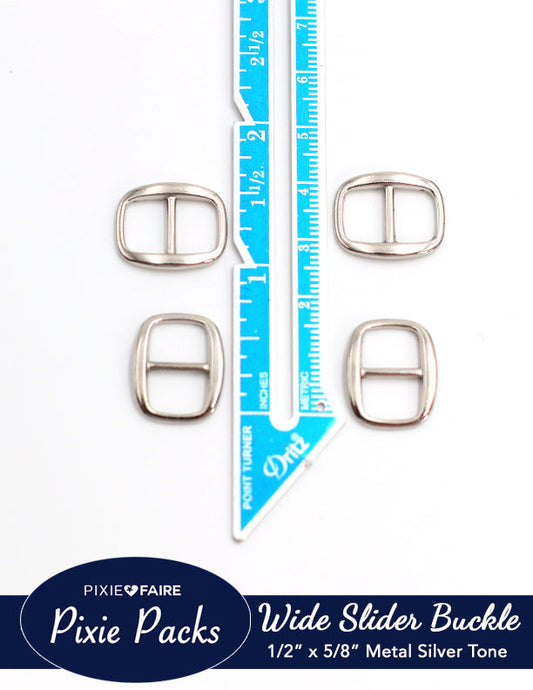 Pixie Packs Wide Oval Slider Buckle For 1/2" or 12mm Belt Metal Silver Tone